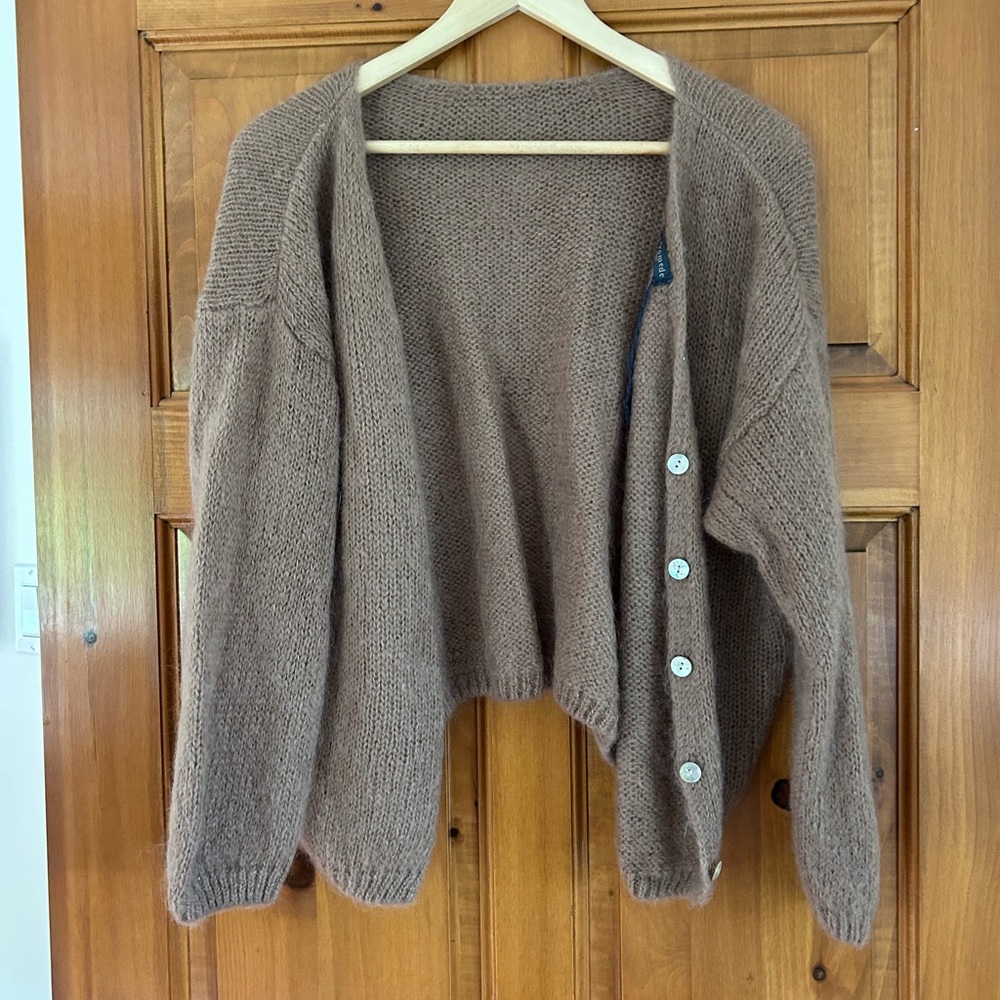 Cozy Brown Knit Cardigan Sweater